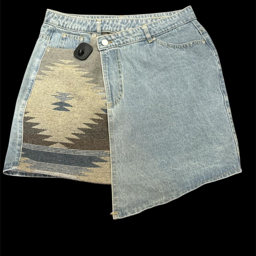 Contrast Denim Western Skirt
